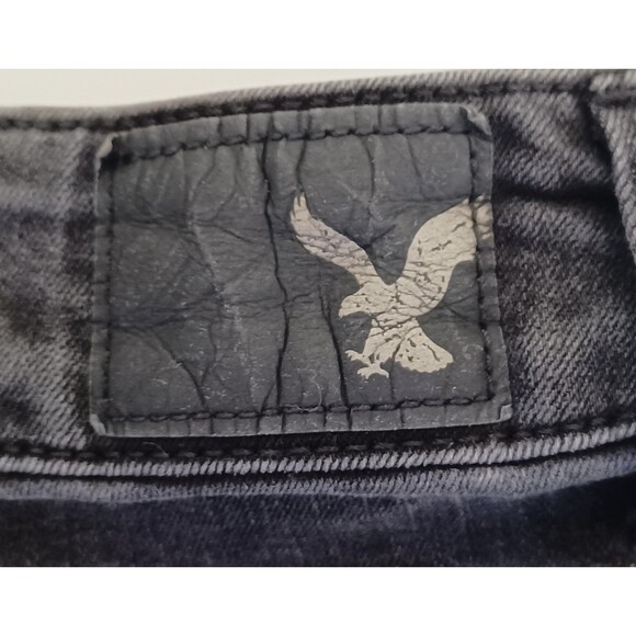 American Eagle Denim Shorts Sz 0 High Rise Shortie Distressed Thrashed Damaged - Picture 5 of 12